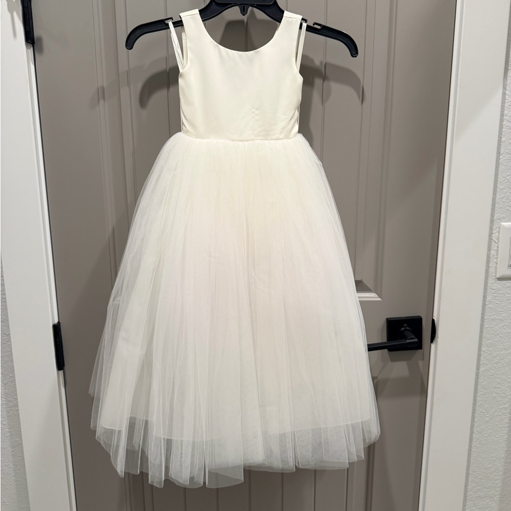 Girls Cream Tulle Flower Girl Dress